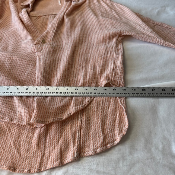Free People Collared‎ V-Neck Long Sleeve Cotton Cover-Up Top High/Low Peach XS - Picture 9 of 12